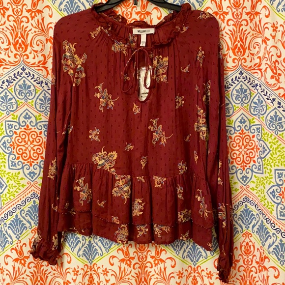 William Rast Tops - NWT WilliamRast Aimee Cordovan Passion Flower Top